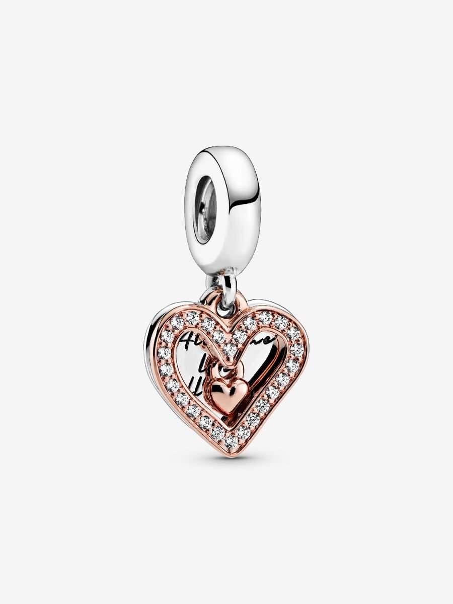 Charm-pendentif en cœur dessiné à main levée scintillante