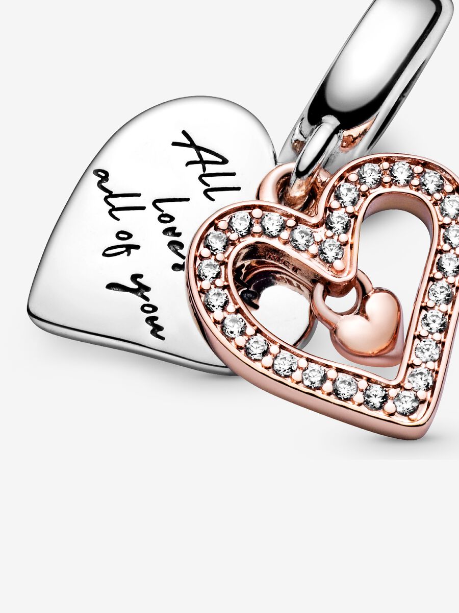 Charm-pendentif en cœur dessiné à main levée scintillante