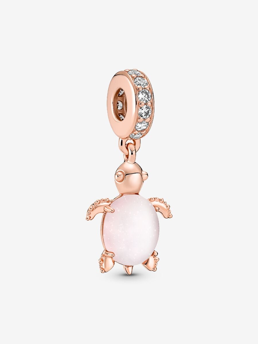 Charm-pendentif Tortue de mer rose en verre de Murano