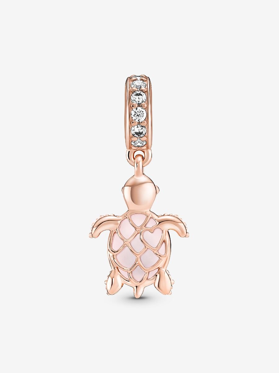 Charm-pendentif Tortue de mer rose en verre de Murano