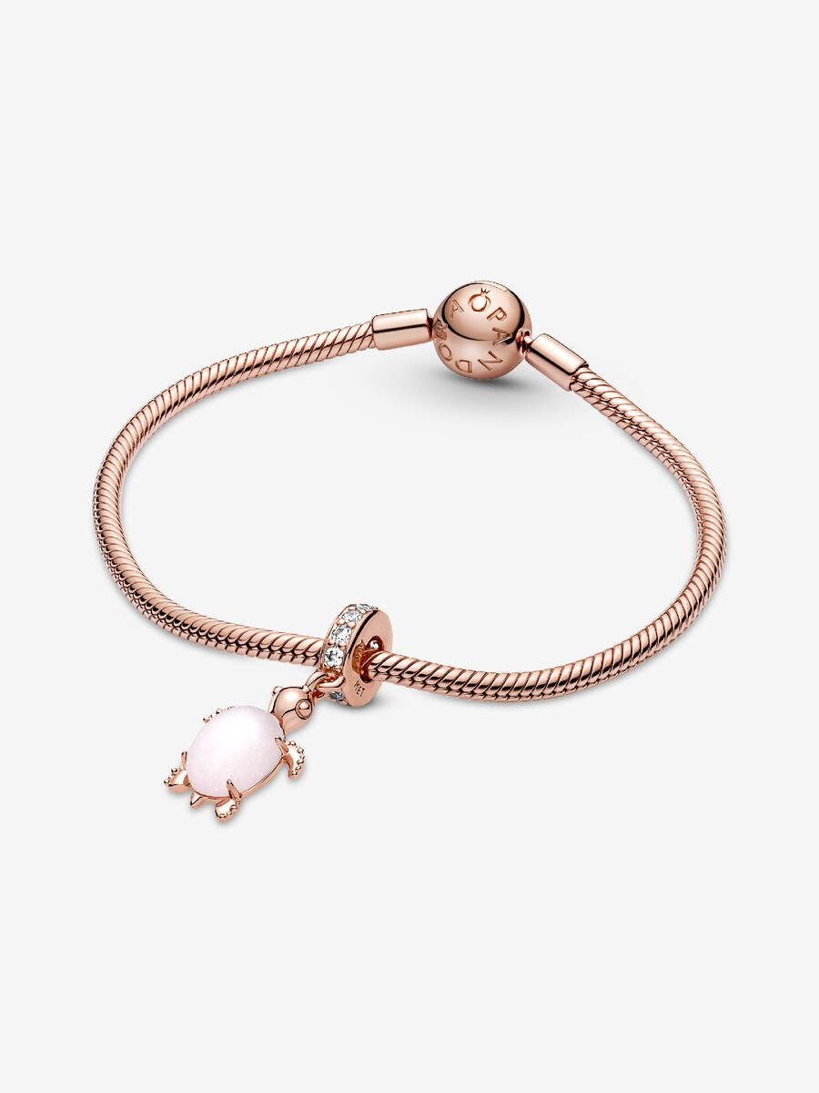 Charm-pendentif Tortue de mer rose en verre de Murano