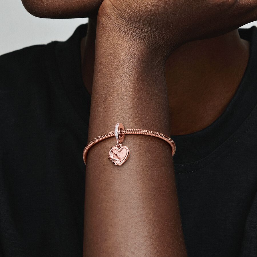 Charm-pendentif « Love you » avec cœur et symbole d’infini