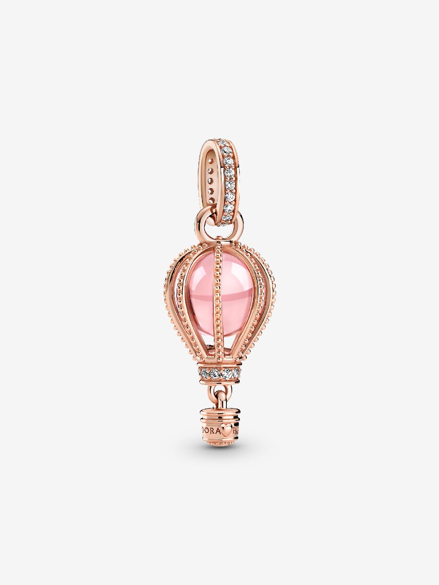 Charm-pendentif montgolfière rose scintillant