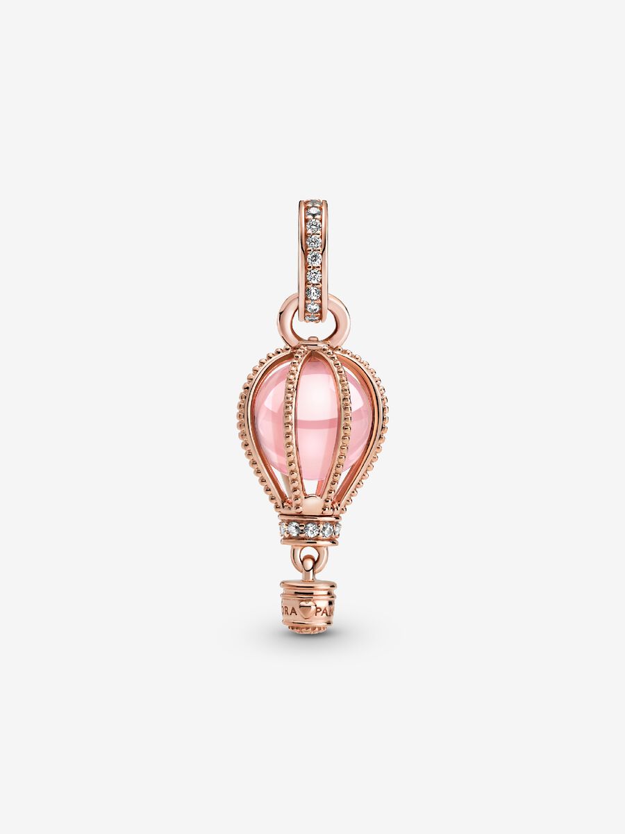 Charm-pendentif montgolfière rose scintillant