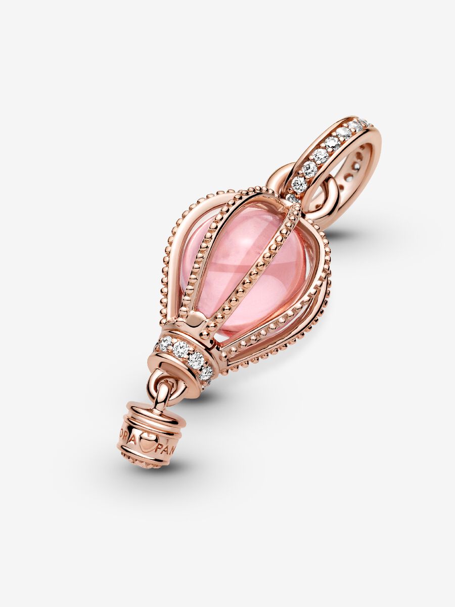 Charm-pendentif montgolfière rose scintillant