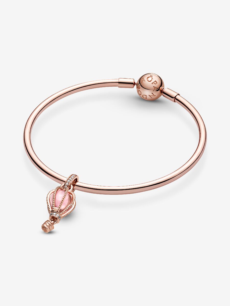 Charm-pendentif montgolfière rose scintillant