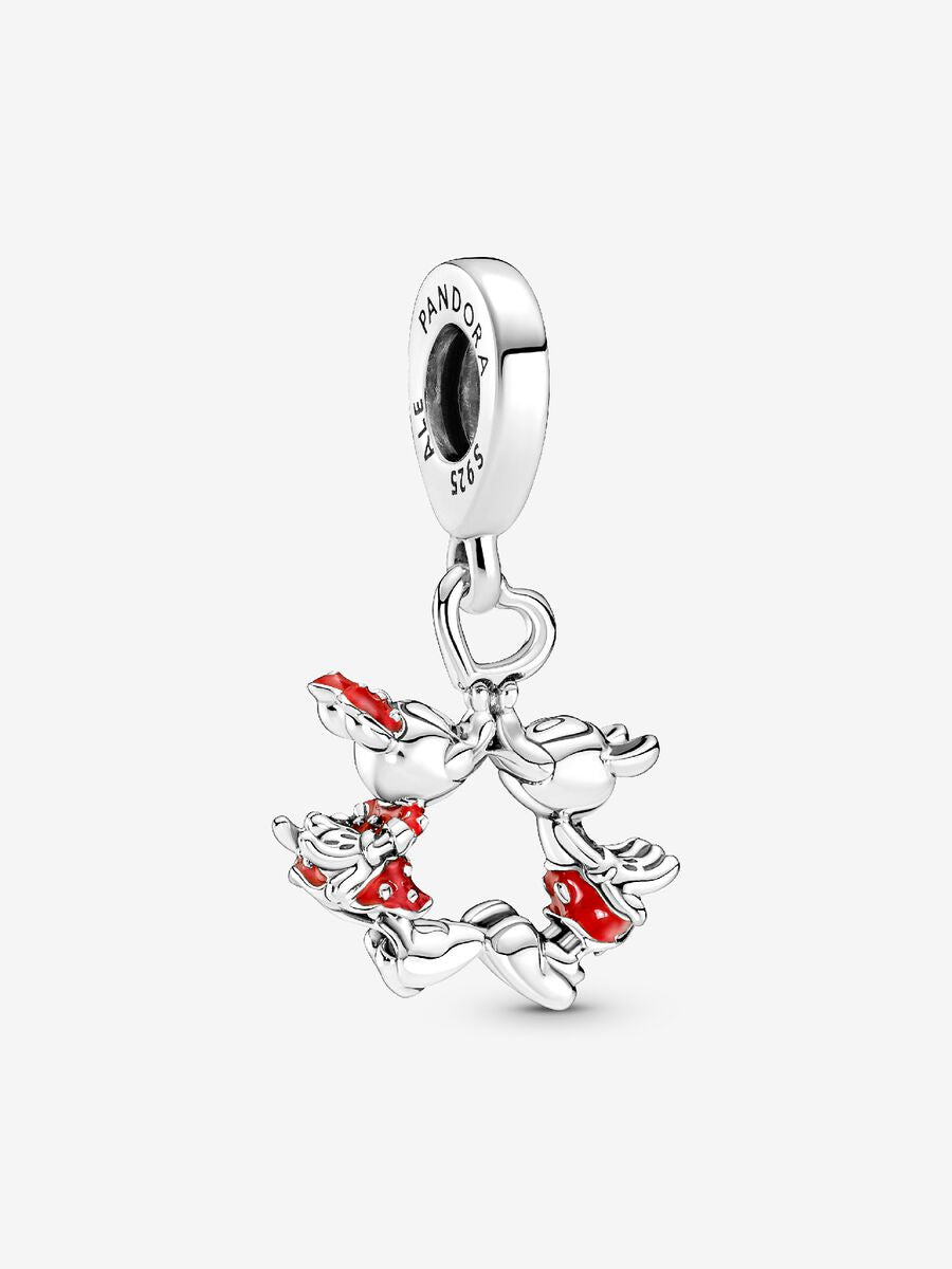 Charm-pendentif Mickey Mouse et Minnie Mouse de Disney qui s’embrassent