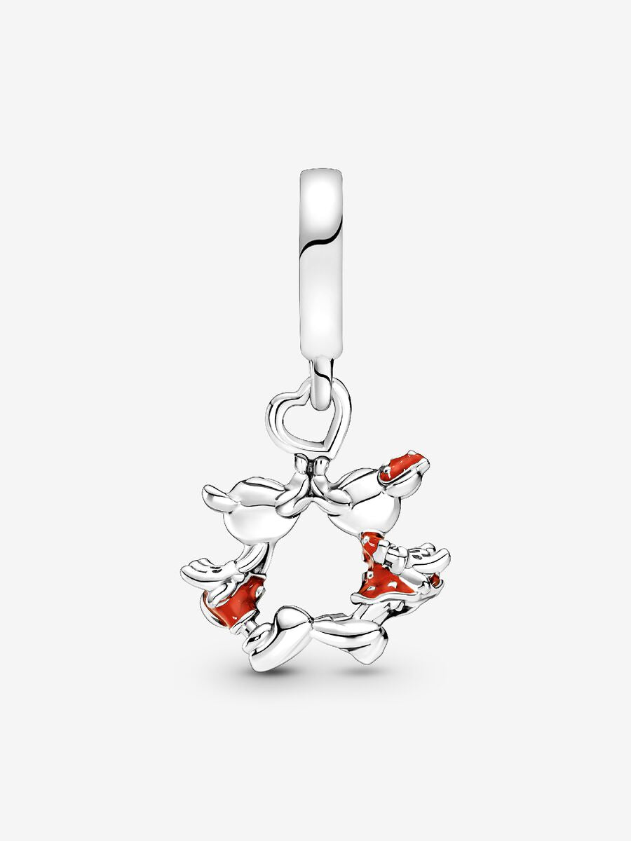 Charm-pendentif Mickey Mouse et Minnie Mouse de Disney qui s’embrassent