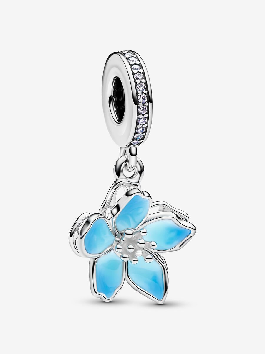 Charm-pendentif Fleur bleu