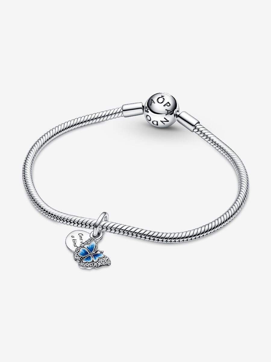 Charm-pendentif double Papillon bleu et citation