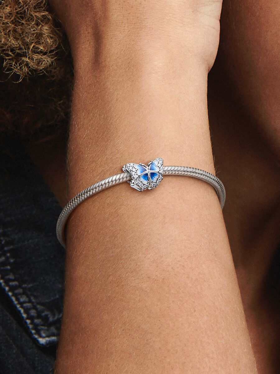 Charm Papillon bleu scintillant