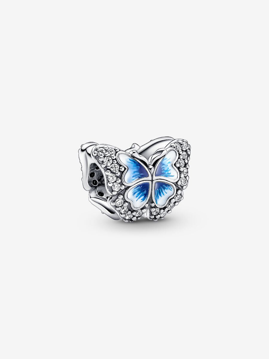 Charm Papillon bleu scintillant
