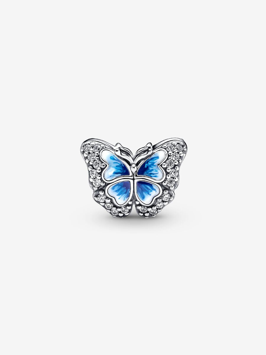 Charm Papillon bleu scintillant