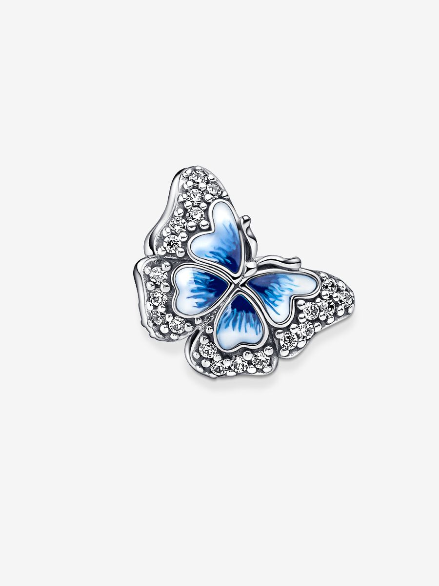 Charm Papillon bleu scintillant