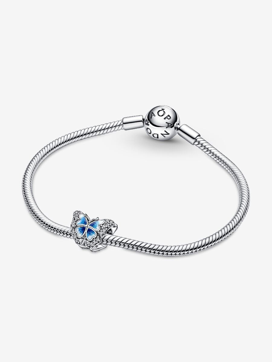 Charm Papillon bleu scintillant