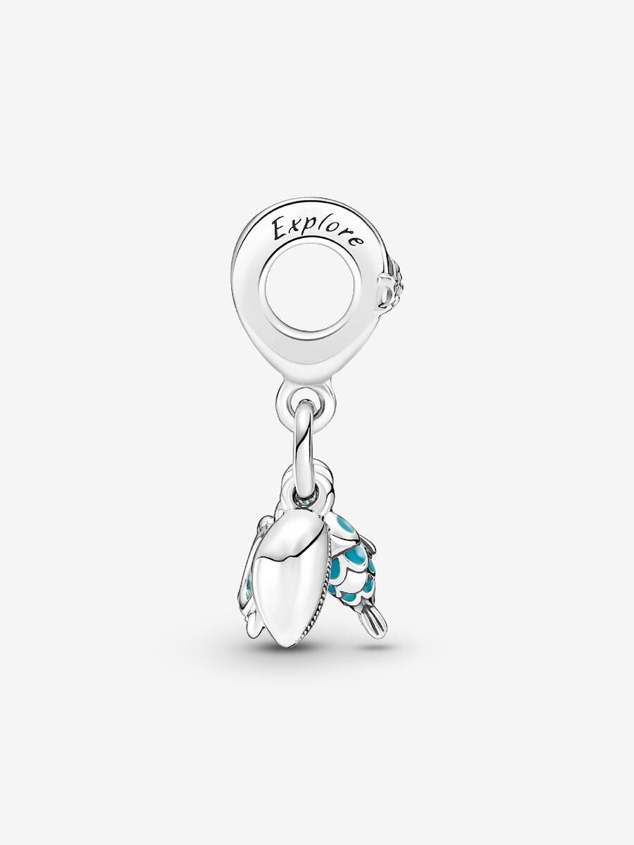 Charm-pendentif triple Poisson, tortue de mer et conque