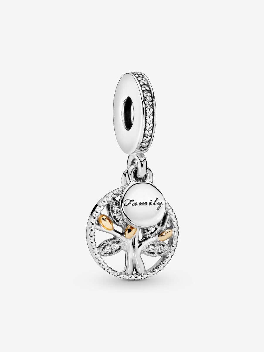 Breloque pendentif arbre généalogique scintillant