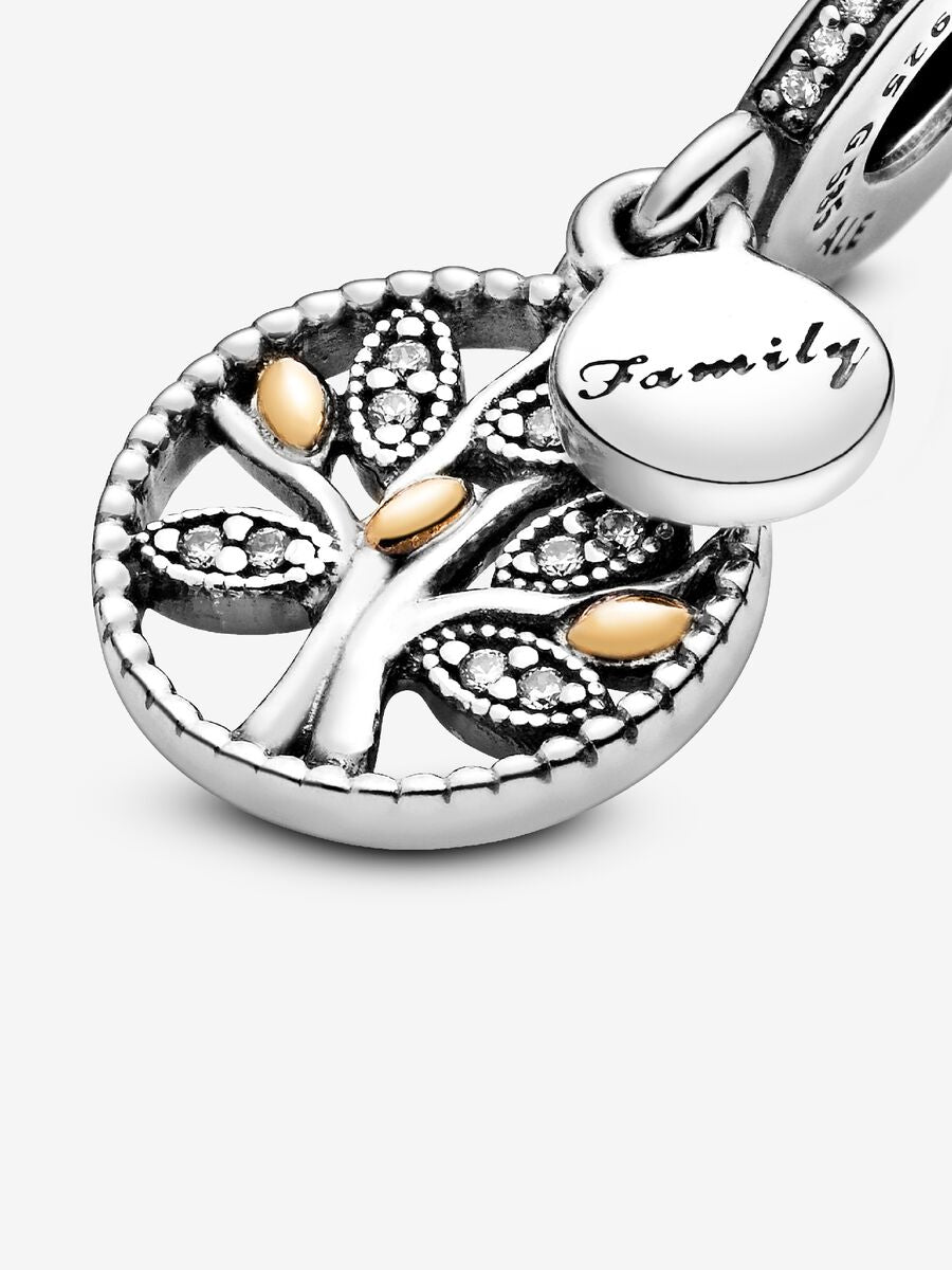 Breloque pendentif arbre généalogique scintillant
