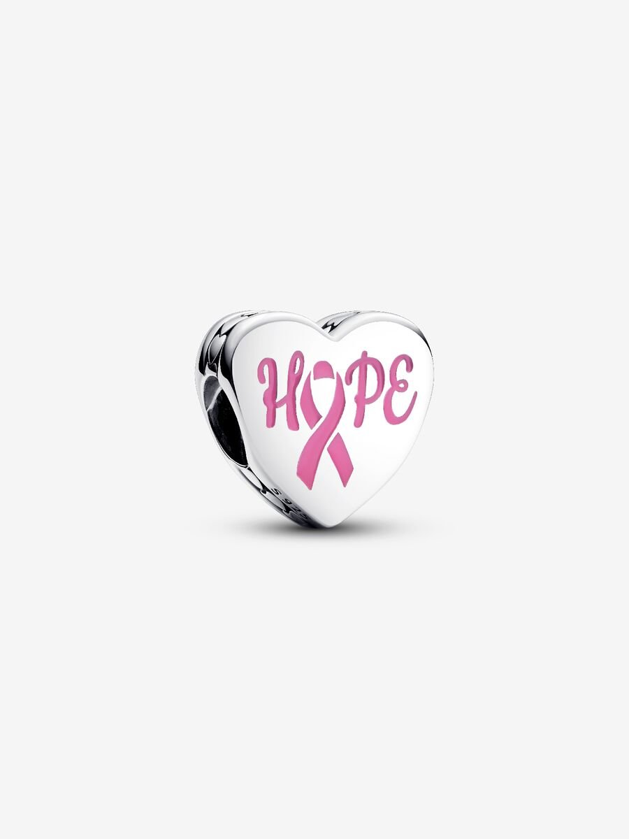 Charm coeur Hope en argent sterling avec émail rose