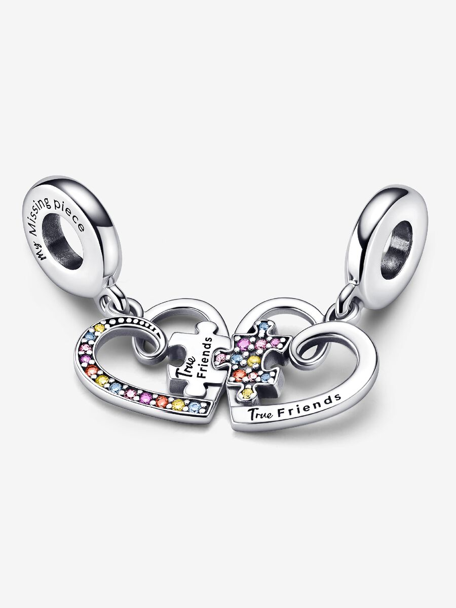 Charm-pendentif Puzzle d'amitié, cœur à séparer