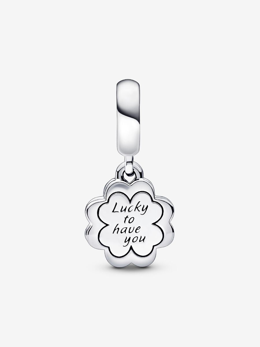Charm-pendentif double Amitié Trèfle à quatre feuilles