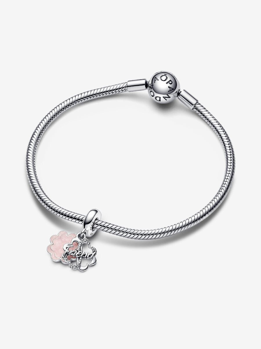 Charm-pendentif double Amitié Trèfle à quatre feuilles