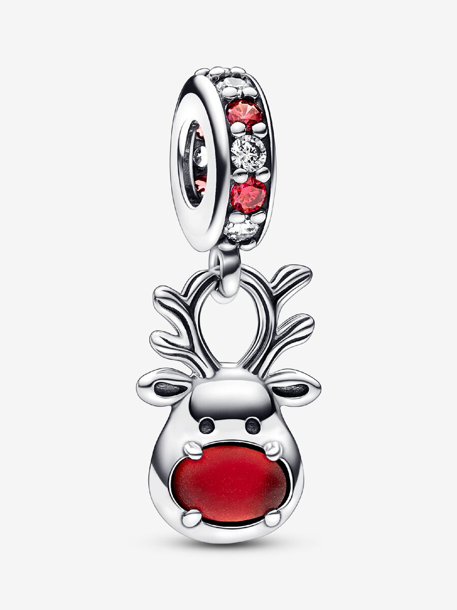 Charm-pendentif Renne au nez rouge en verre de Murano