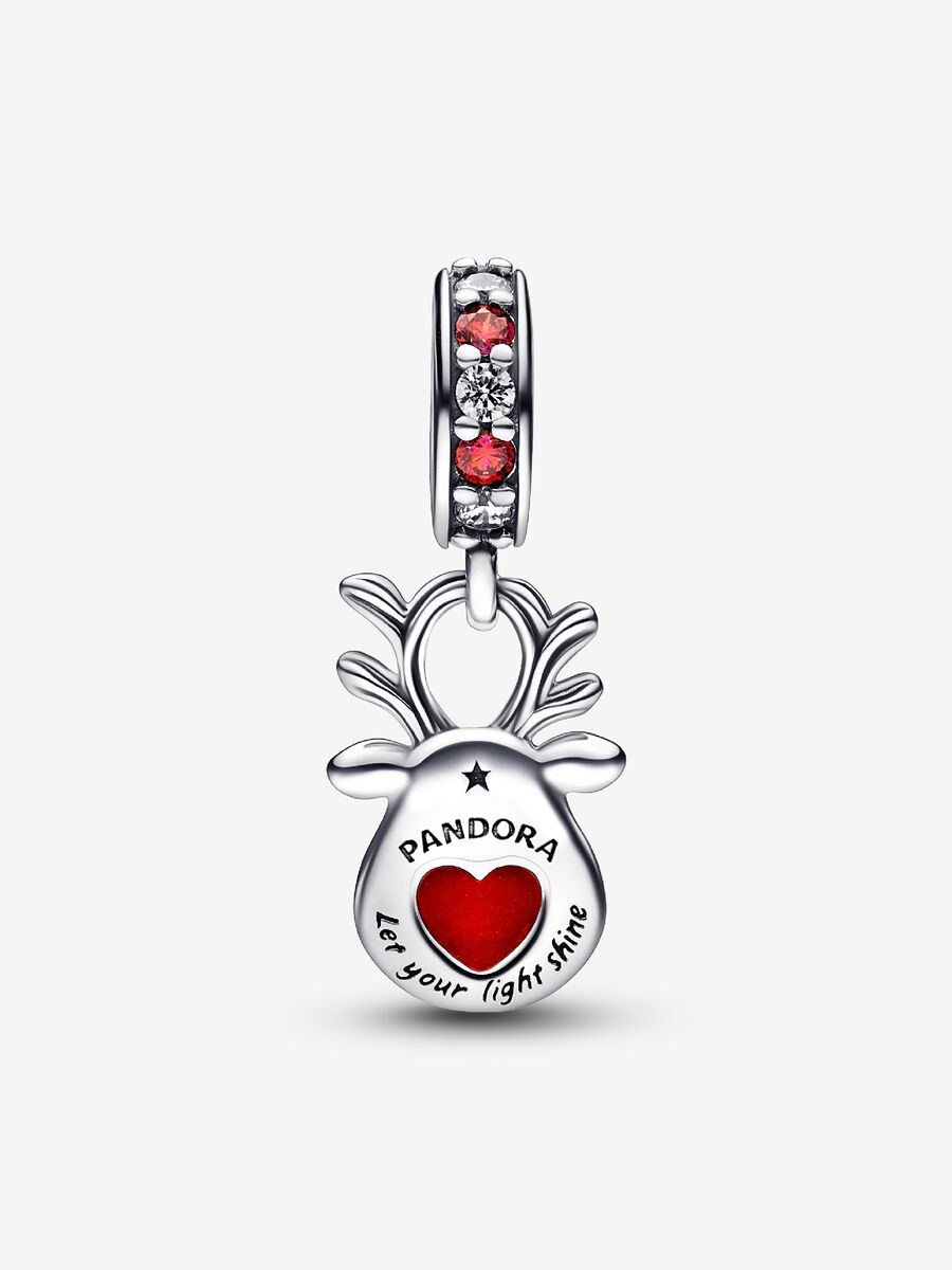Charm-pendentif Renne au nez rouge en verre de Murano