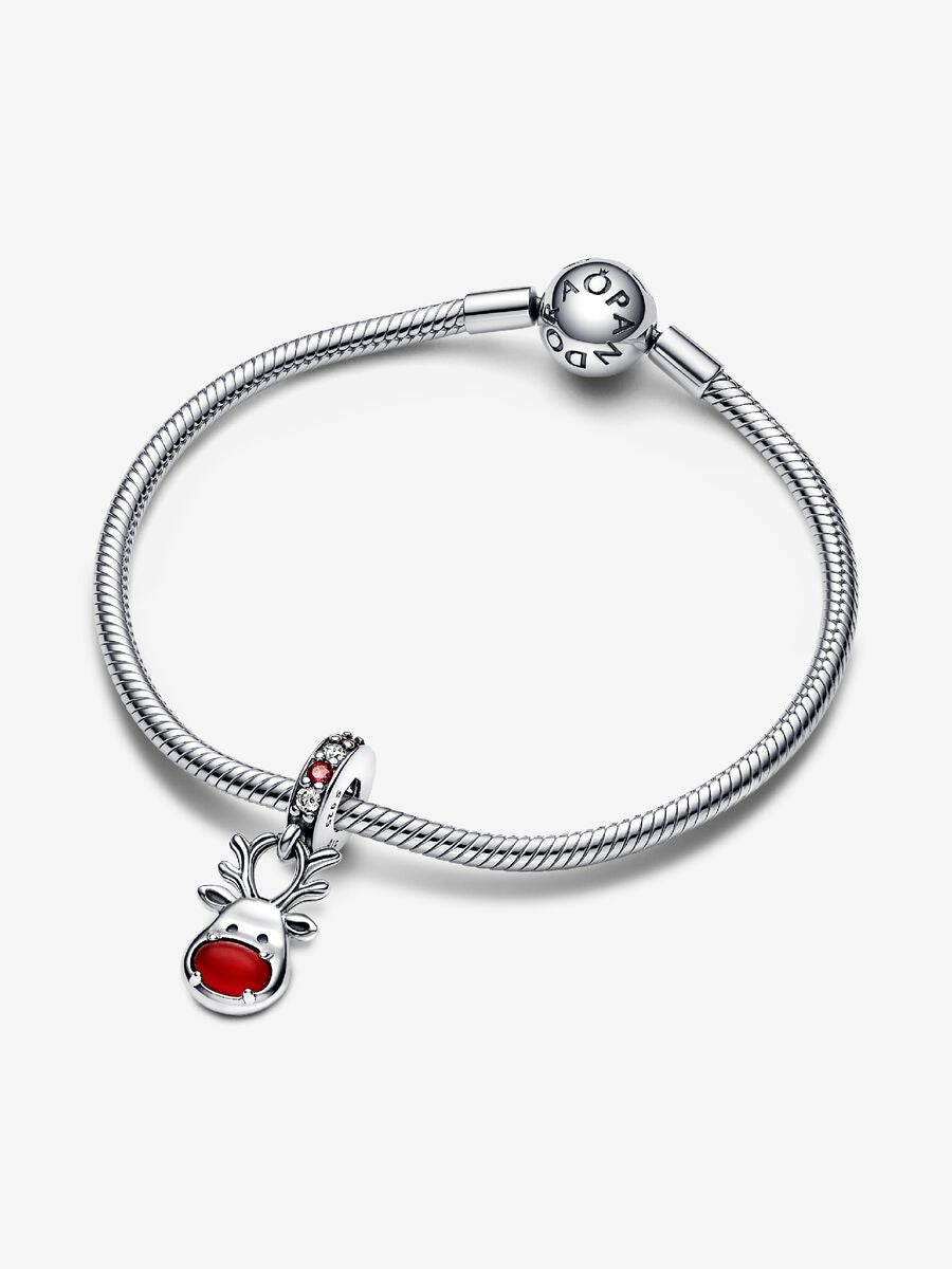 Charm-pendentif Renne au nez rouge en verre de Murano
