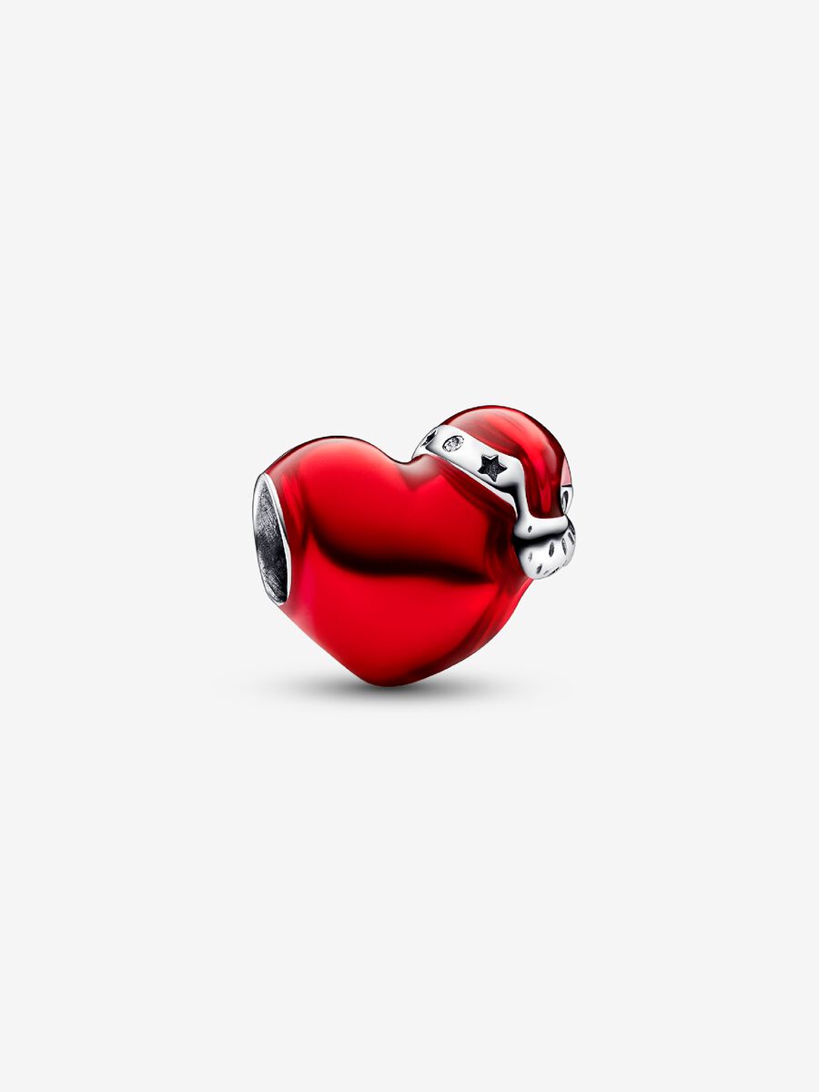 Charm Cœur de Noël rouge en métal