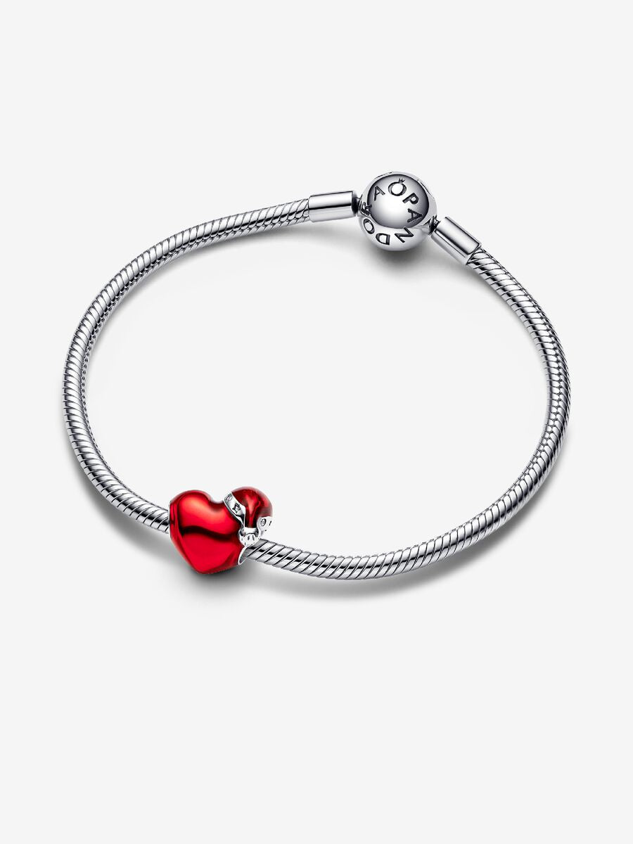 Charm Cœur de Noël rouge en métal