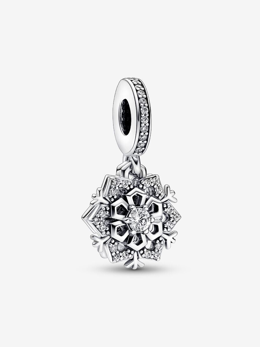 Charm-pendentif double Flocon de neige scintillant