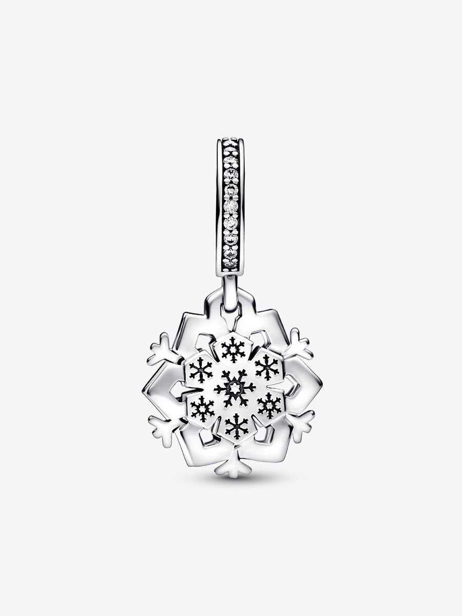 Charm-pendentif double Flocon de neige scintillant