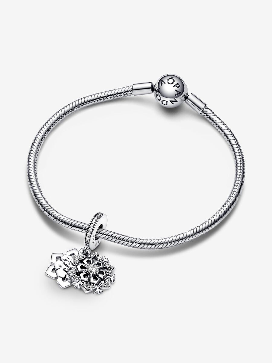 Charm-pendentif double Flocon de neige scintillant