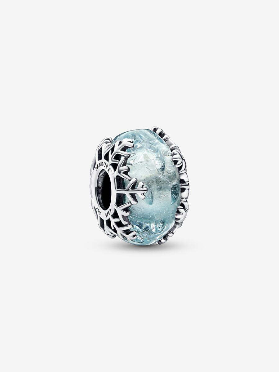 Charm Flocon d'hiver bleu en verre de Murano