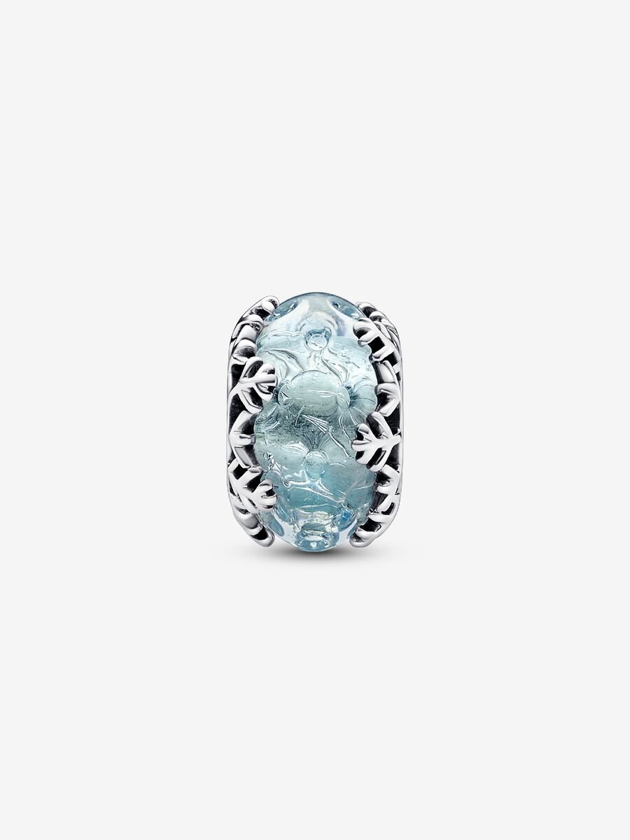 Charm Flocon d'hiver bleu en verre de Murano