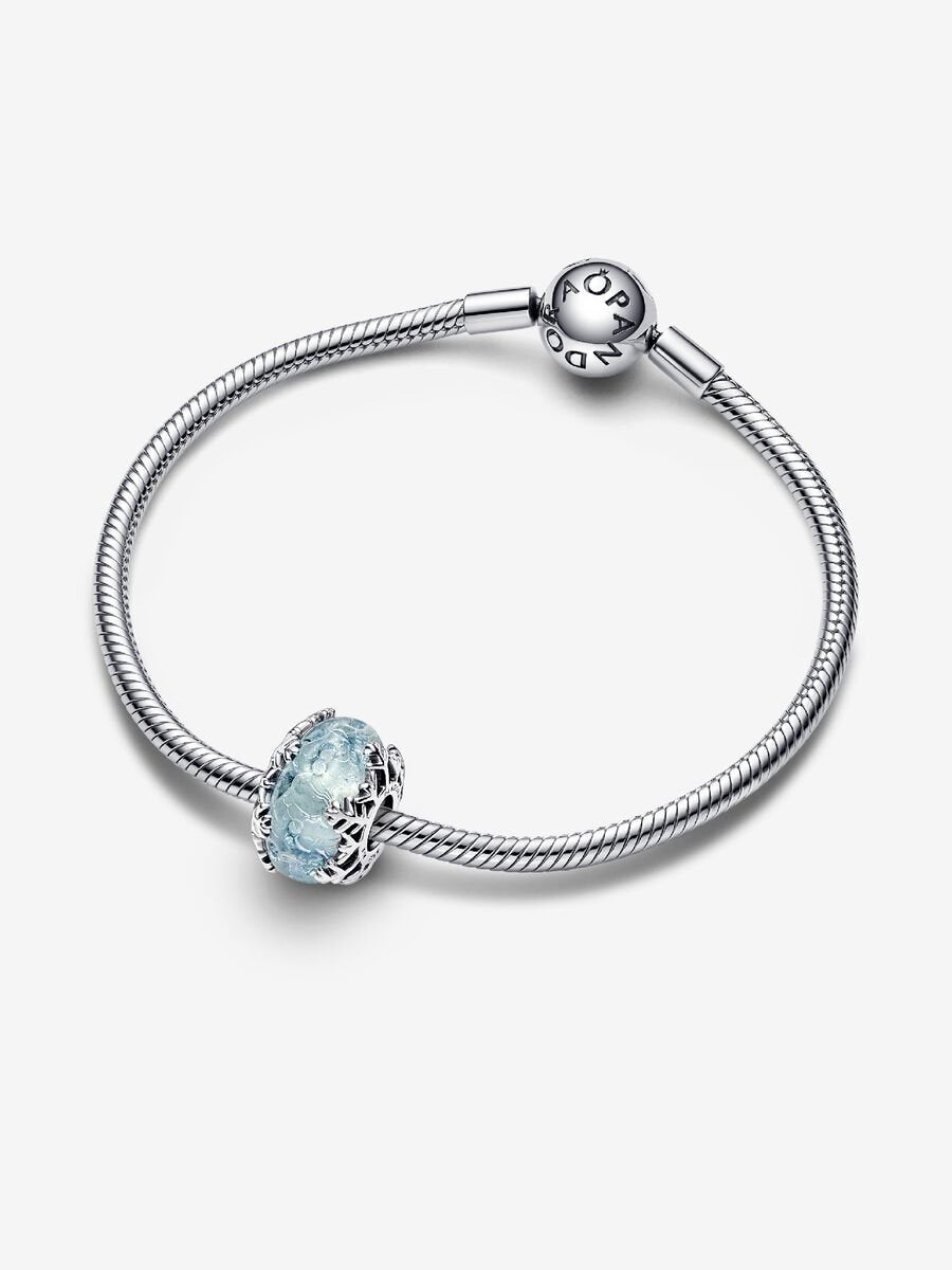 Charm Flocon d'hiver bleu en verre de Murano
