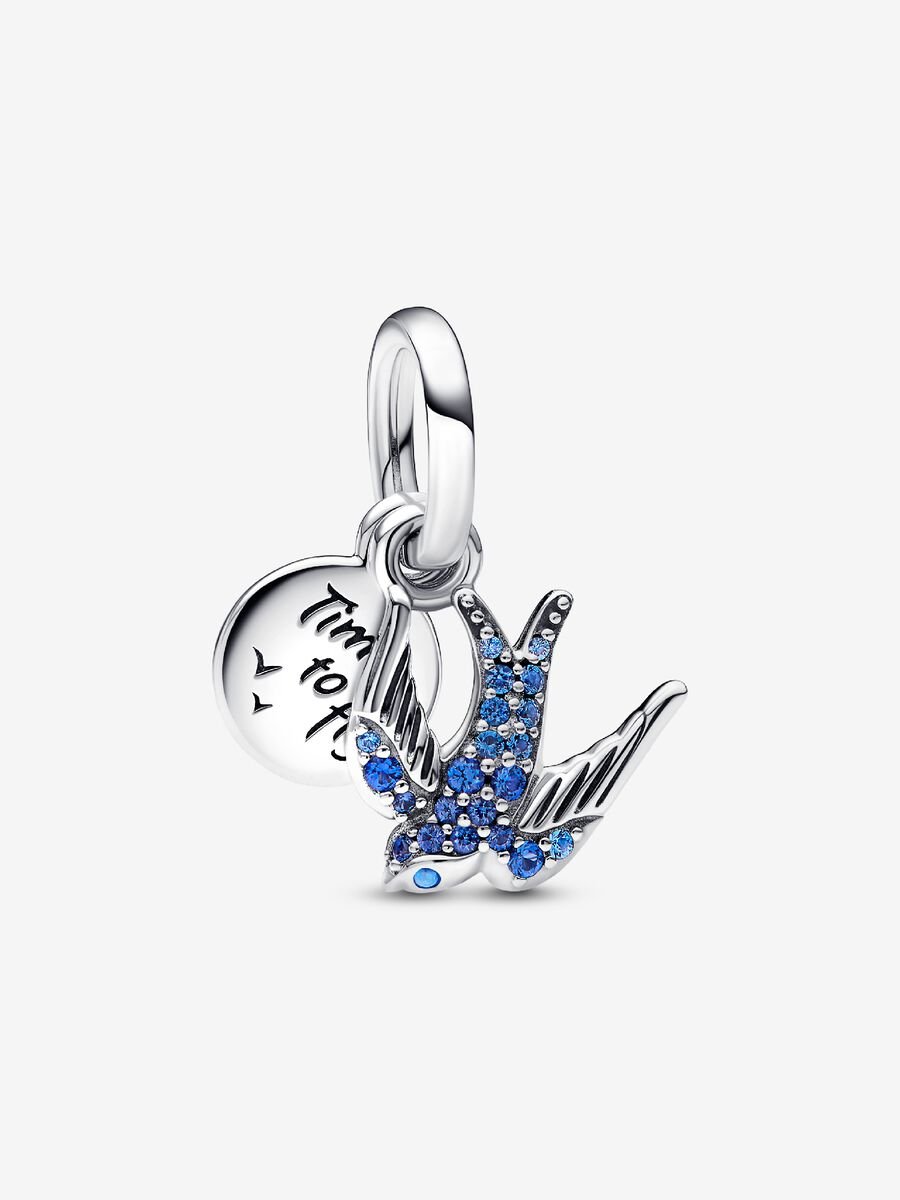 Charm-pendentif double Hirondelle scintillante et citation