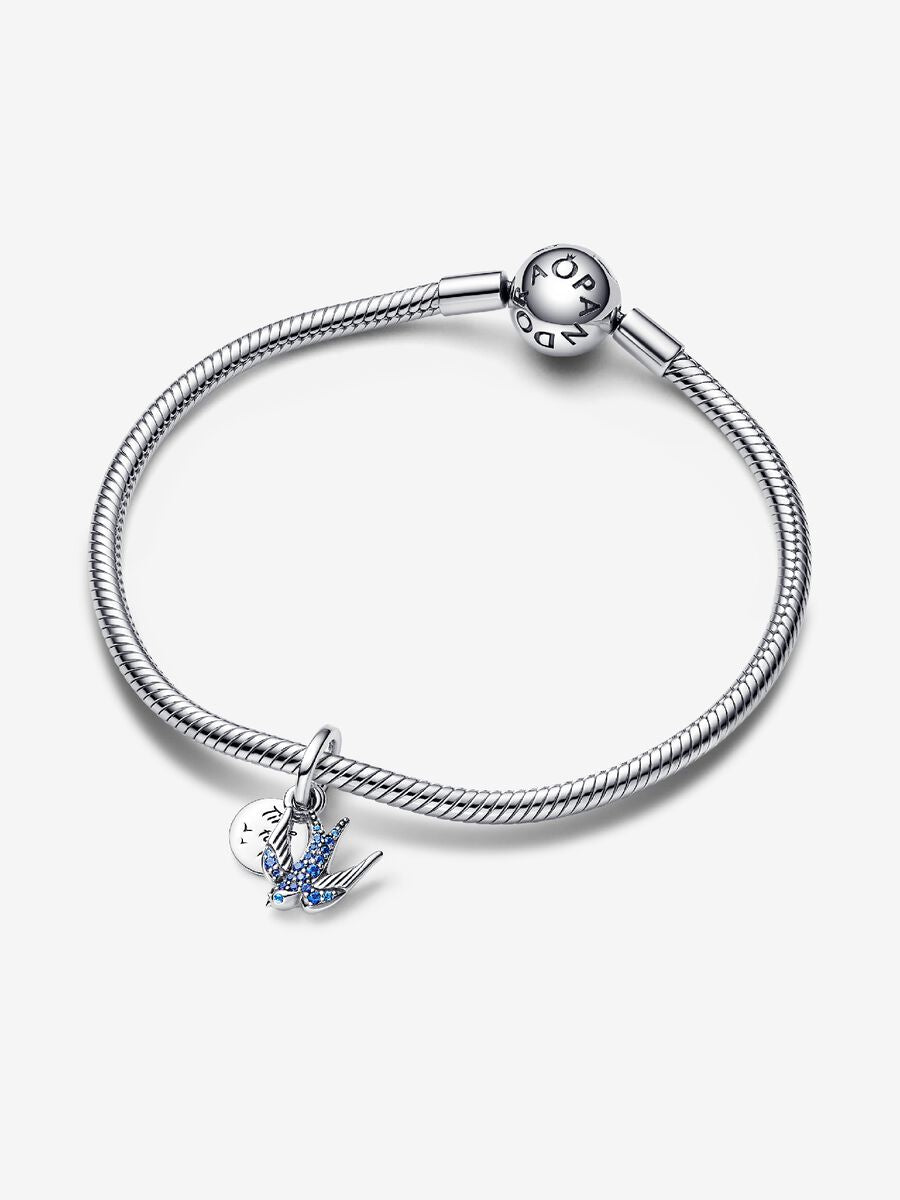 Charm-pendentif double Hirondelle scintillante et citation