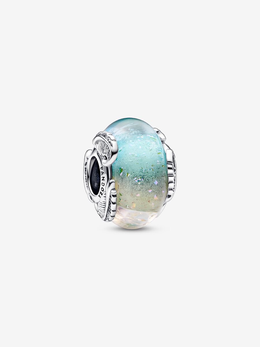 Charm Plume courbée et verre de Murano multicolore