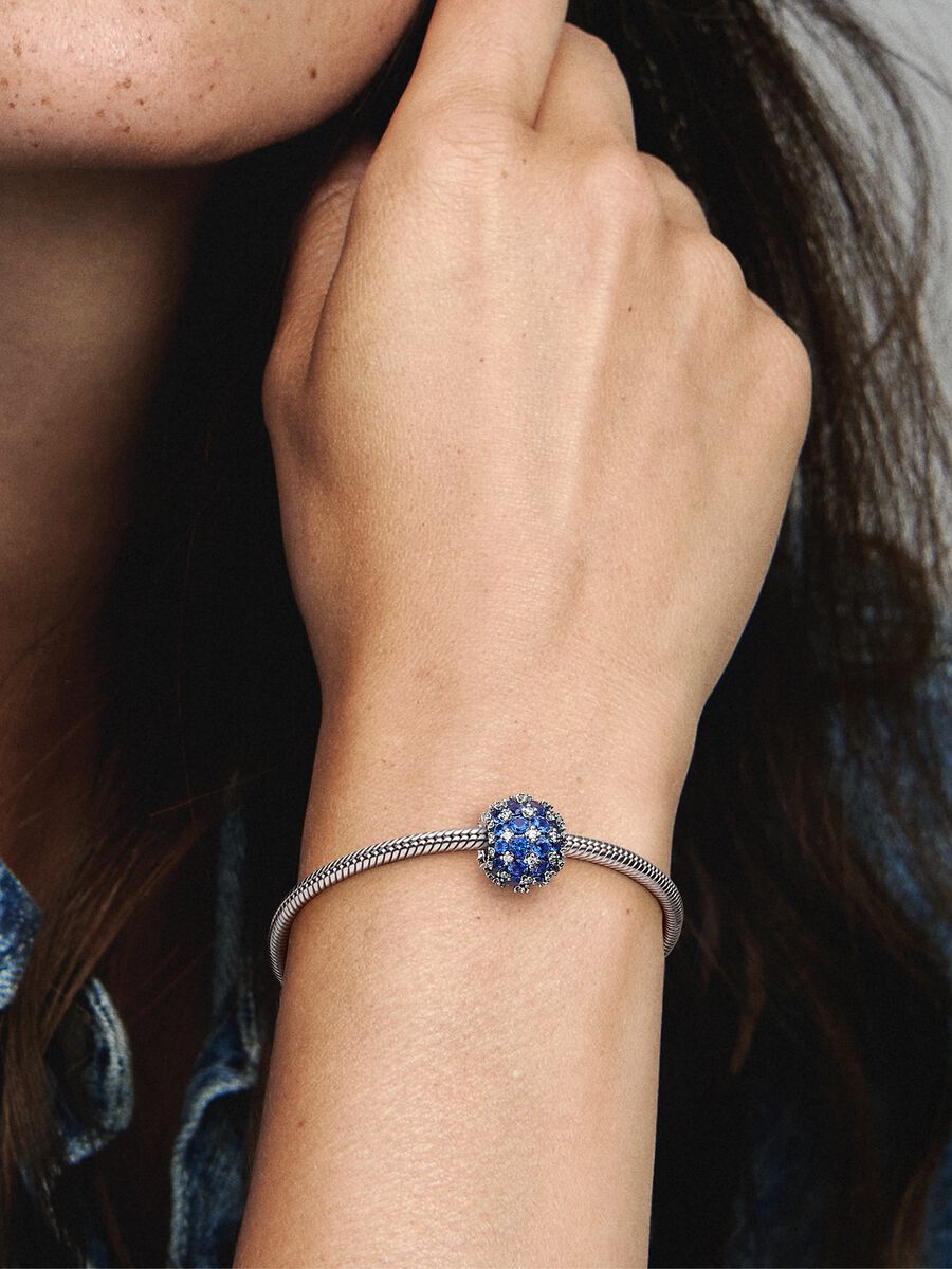 Charm Rond bleu en pavé scintillant