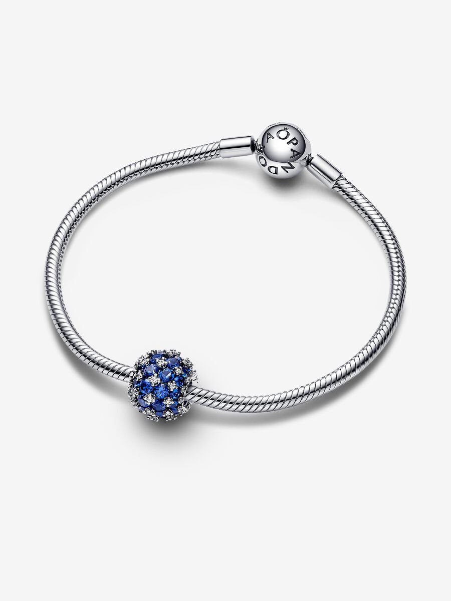 Charm Rond bleu en pavé scintillant