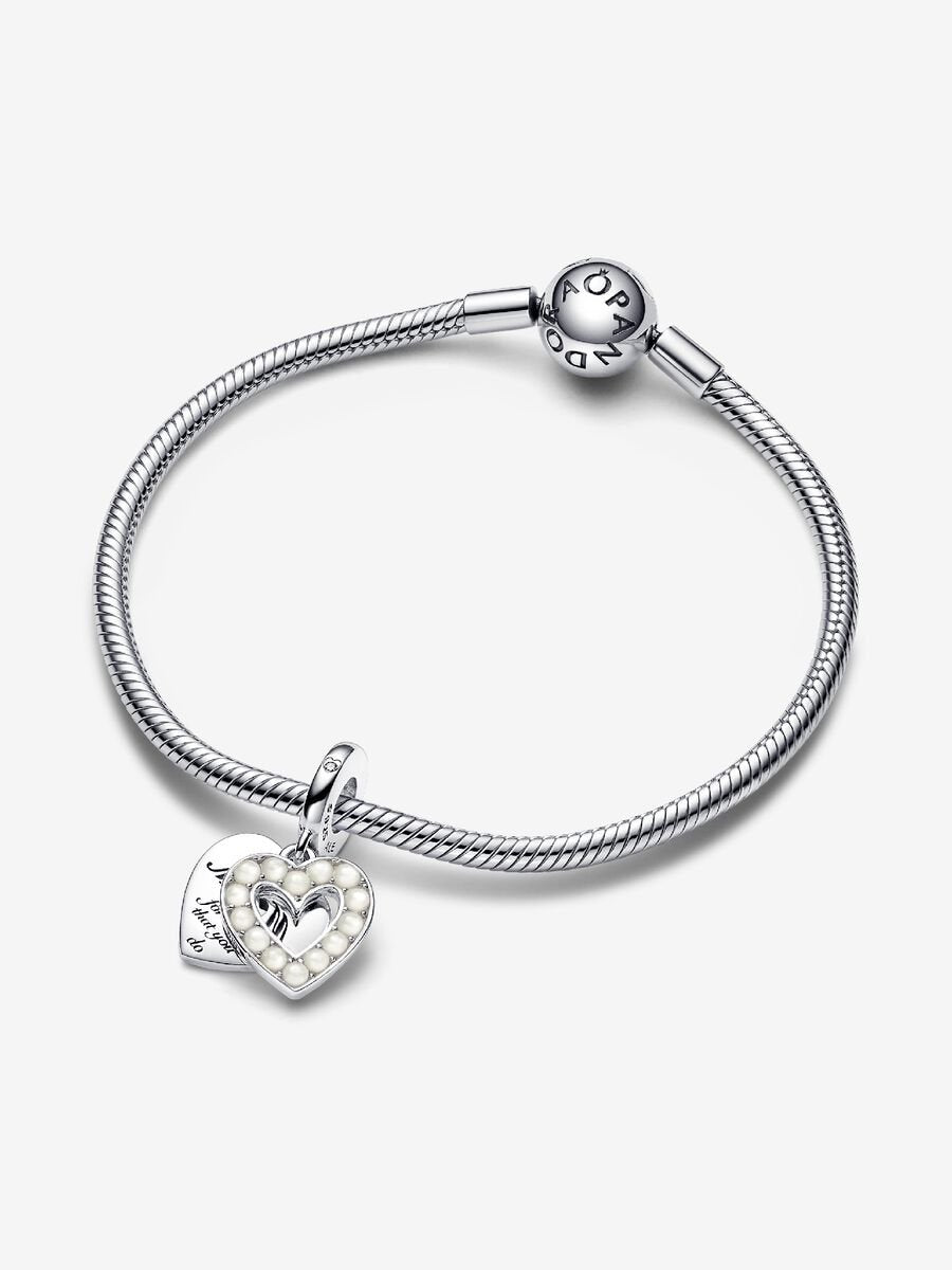 Charm-pendentif double Cœur blanc iridescent