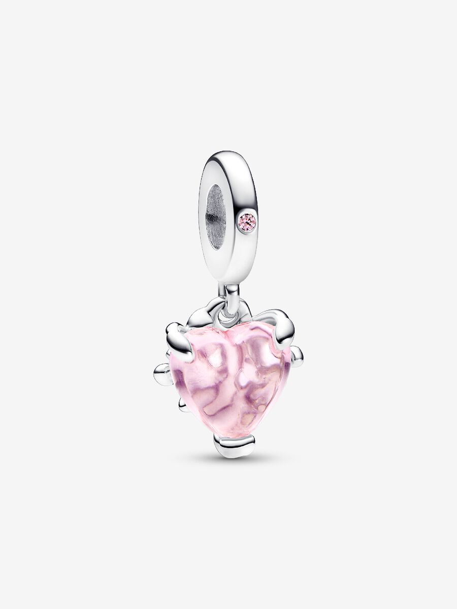 Charm-pendentif Cœur et arbre généalogique rose