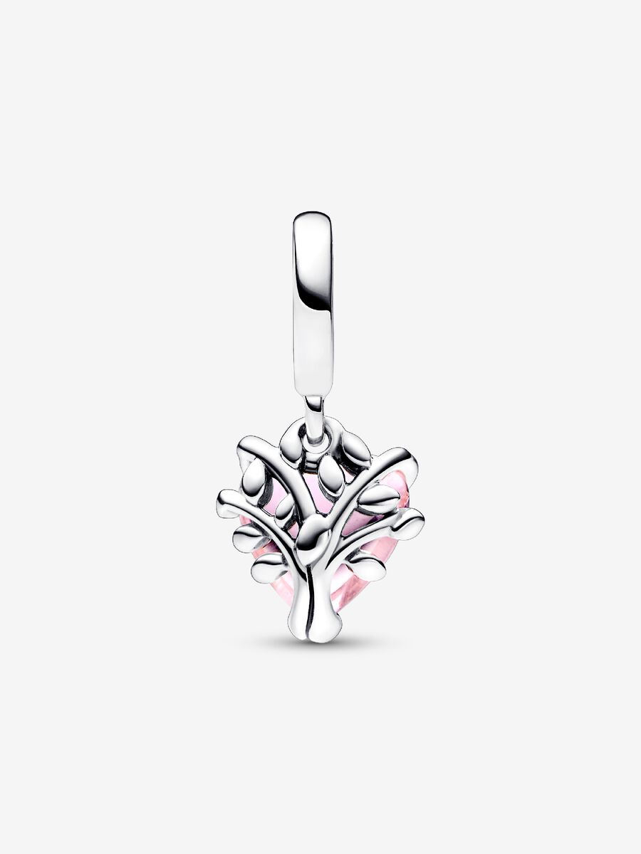 Charm-pendentif Cœur et arbre généalogique rose