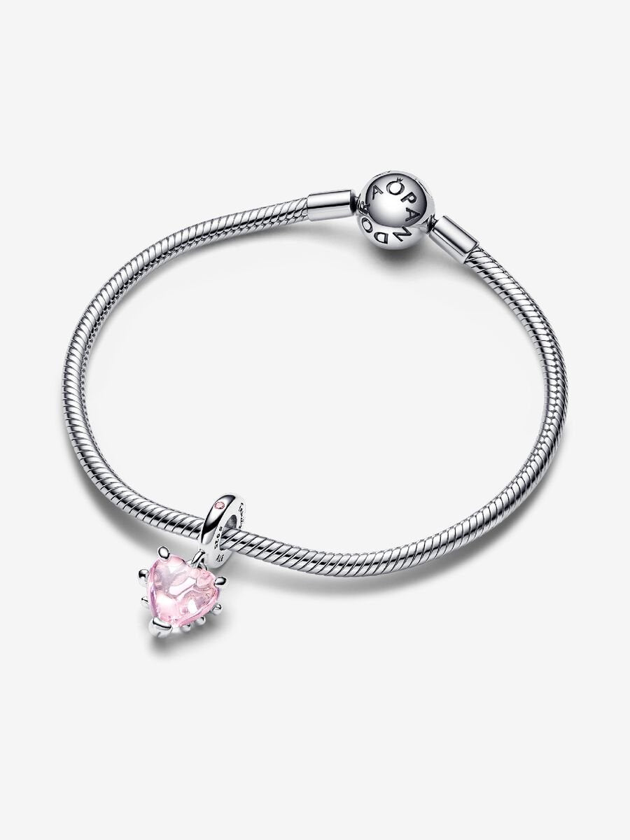 Charm-pendentif Cœur et arbre généalogique rose