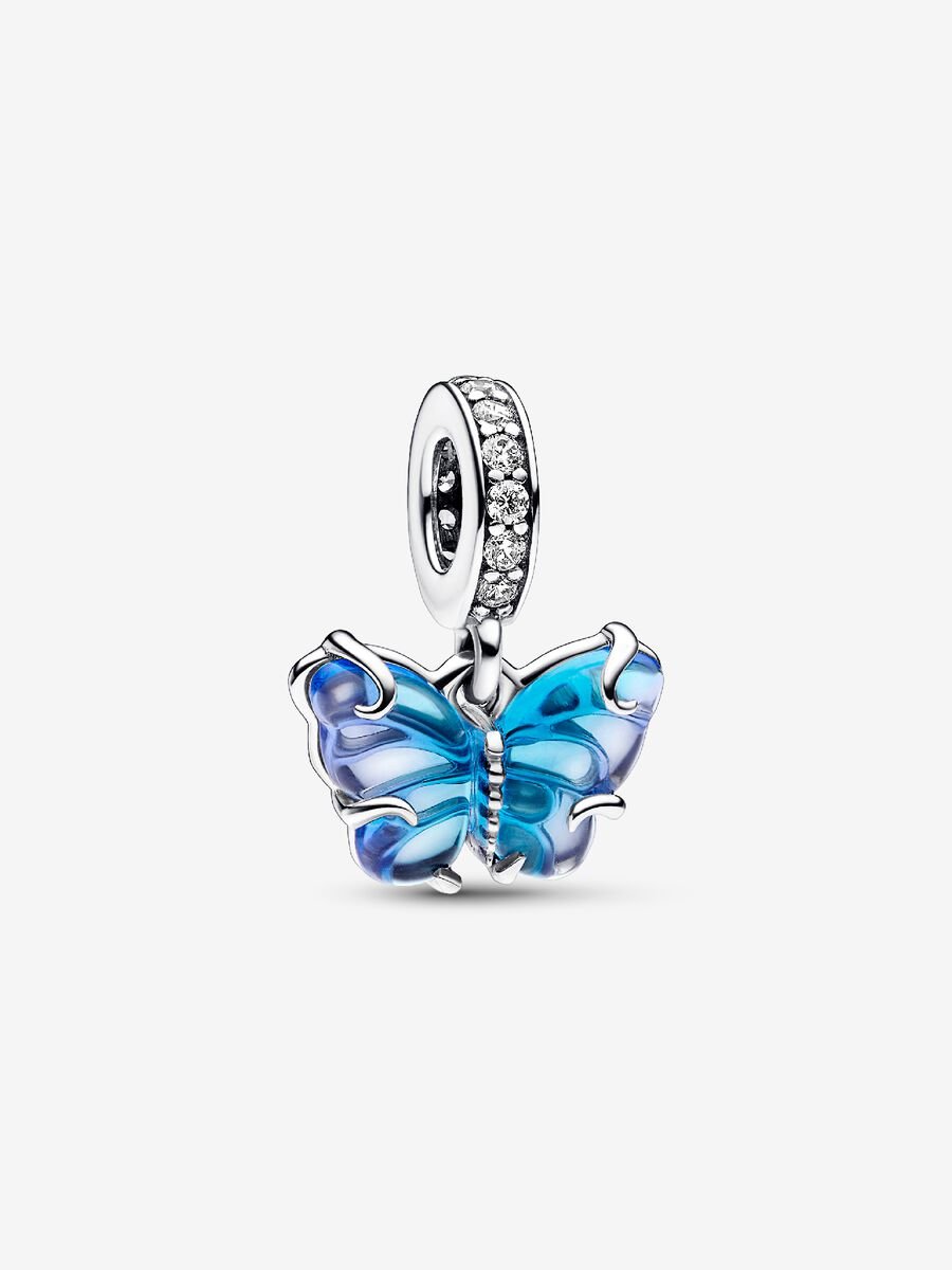 Charm-pendentif Papillon en verre de Murano bleu