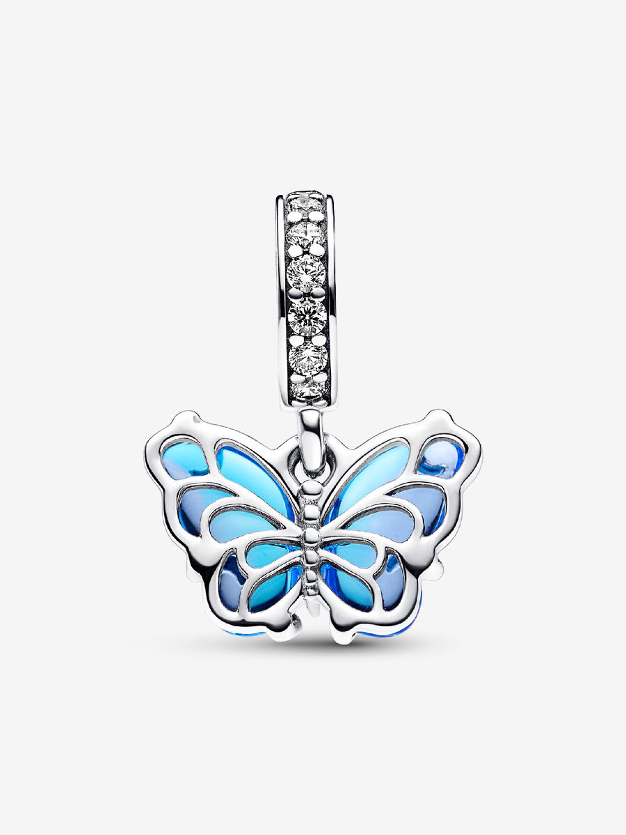 Charm-pendentif Papillon en verre de Murano bleu