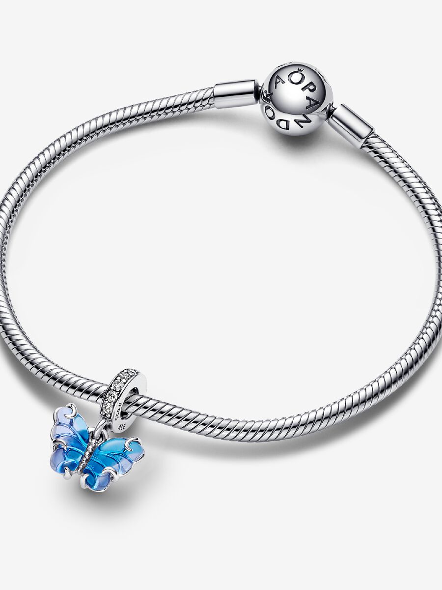 Charm-pendentif Papillon en verre de Murano bleu