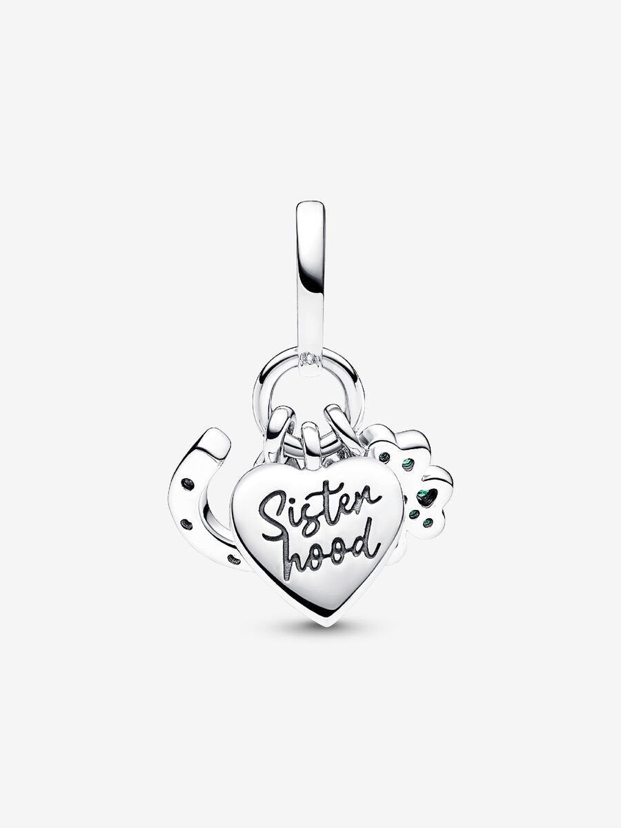 Charm-pendentif triple Trèfle à quatre feuilles, cœur et fer à cheval
